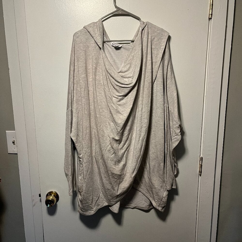 Athleta Draped Hooded Cowl Neck Long Sleeve Pullover – Gray 3X